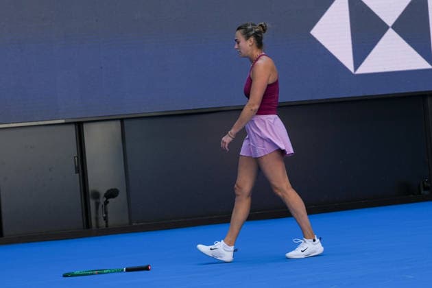 (261004) -- BEIJING, Oct. 4, 2026 -- Aryna Sabalenka reacts during the women s singles round of 32 match between Aryna Sabalenka of Belarus and Nikola Bartunkova of the Czech Republic at 2026 China Open tennis tournament in Beijing, China, Oct. 4, 2026. ) (SP)CHINA-BEIJING-TENNIS-CHINA OPEN-WOMEN S SINGLES(CN) JuxHuanzong 