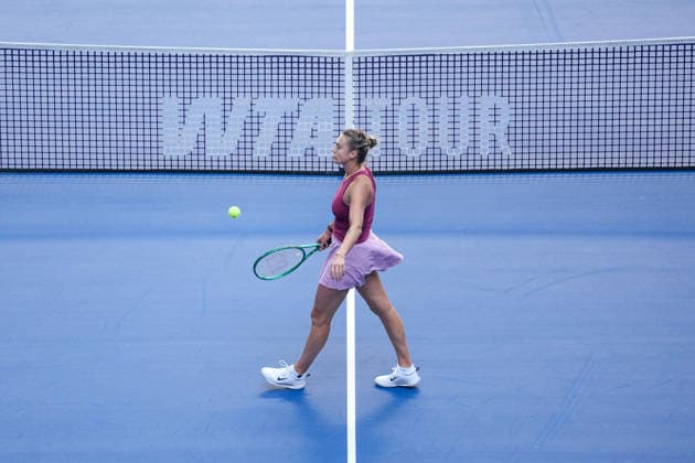 (261004) -- BEIJING, Oct. 4, 2026 -- Aryna Sabalenka reacts during the women s singles round of 32 match between Aryna Sabalenka of Belarus and Nikola Bartunkova of the Czech Republic at 2026 China Open tennis tournament in Beijing, China, Oct. 4, 2026. ) (SP)CHINA-BEIJING-TENNIS-CHINA OPEN-WOMEN S SINGLES(CN) JuxHuanzong 