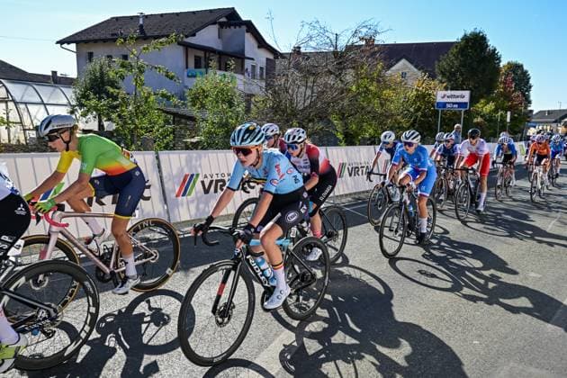 Belgian Laura Five is pictured during the junior women Road Race race (66,3 km) at the cycling UEC Road European Championships, in Ljubljana, Slovenia Sunday 4 October 2026. The UEC Road European Championships are taking place from 02 to 07 October in Ljubljana, Slovenia. DAVIDxPINTENS  x188681541x