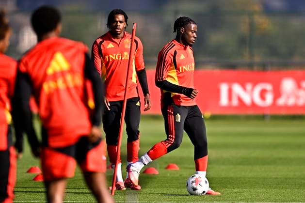 France v Belgium - UEFA Nations League 2026 Media Activities 04 10 2026 TUBIZE, BELGIUM - OCTOBER 04 : Lavia Romeo midfielder of Belgium and Ngoy Nathan defender of Belgium pictured during a training session ahead of the UEFA Nations League tournament league phase matchday 4 group A1 match between France and Belgium on October 4, 2026 in Tubize, Belgium, 04 10 2026 Tubize Belgium  Copyright: xTomasxSiskx