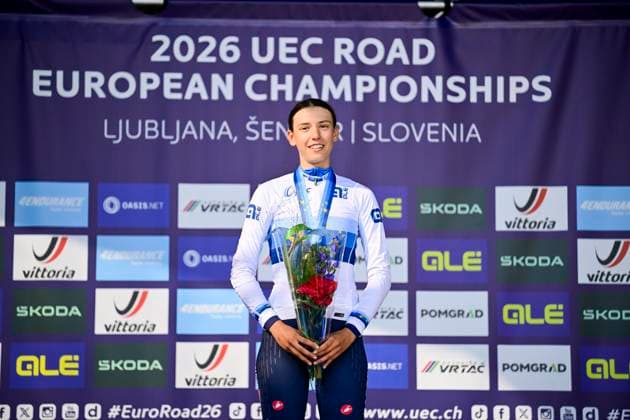 UEC 2026 Road European Championships Ljubljana 04 10 2026 LJUBLJANA, SLOVENIA - OCTOBER 04 : Ballan Azzurra (ITA) pictured during the podium ceremony after the Women Junior cycling road race at the 2026 UEC Road European Championships, an UCI Continental Championships cycling race of 66,3 km with start and finish in Sencur on October 4, 2026 in Ljubljana, Slovenia, 04 10 2026 Ljubljana Slovenia  Copyright: xJanxDexMeuleneirx