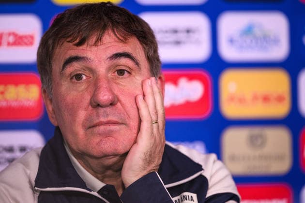 261004 Head coach Gheorghe Hagi of the Romanian men s national football team at a press conference, PK, Pressekonferenz on October 4, 2026 in Bucharest. Photo: Ludvig Thunman BILDBYRAN kod LT LT0825 fotboll football soccer fotball nations league uefa nations league presskonferens press conference rumänien romania bbeng fotboll football soccer fotball nations league uefa nations league presskonferens press conference rumänien romania bbeng Copyright: LUDVIGxTHUNMAN BB261004LT005