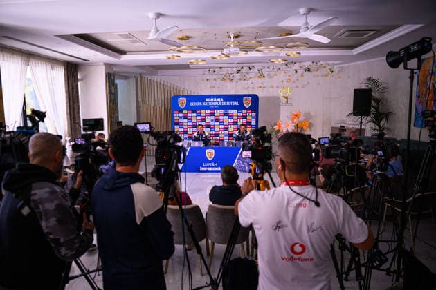 261004 Head coach Gheorghe Hagi of the Romanian men s national football team at a press conference, PK, Pressekonferenz on October 4, 2026 in Bucharest. Photo: Ludvig Thunman BILDBYRAN kod LT LT0825 fotboll football soccer fotball nations league uefa nations league presskonferens press conference rumänien romania bbeng fotboll football soccer fotball nations league uefa nations league presskonferens press conference rumänien romania bbeng Copyright: LUDVIGxTHUNMAN BB261004LT010