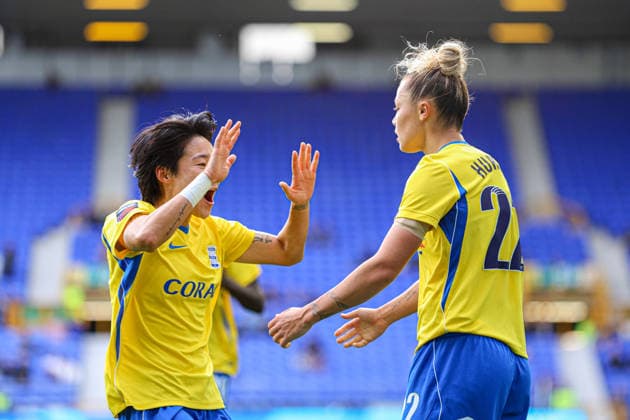 LIVERPOOL, ENGLAND - October 4: Goal. Oceane Hurtre of Birmingham City celebrates scoring during the Barclays Womens Super League game between Everton and Birminghan City at Goodison Park on October 4, 2026 in Liverpool, England. (Photo by Natalie Mincher Sports Press Photo SPP) Copyright: xNataliexMincher SPPx Sportspressphoto_SPR245317