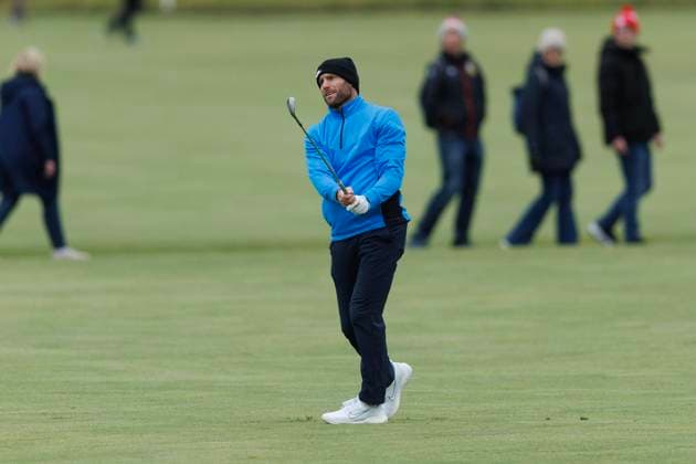 RECORD DATE NOT STATED 4th October 2026; Old Course at St Andrews, Mount Melville, Scotland; DP World Tour Golf, Alfred Dunhill Links Championship, Final Day; Former England footballer James Milner plays a shot from the fairway on the eighteenth hole DavidxYoung