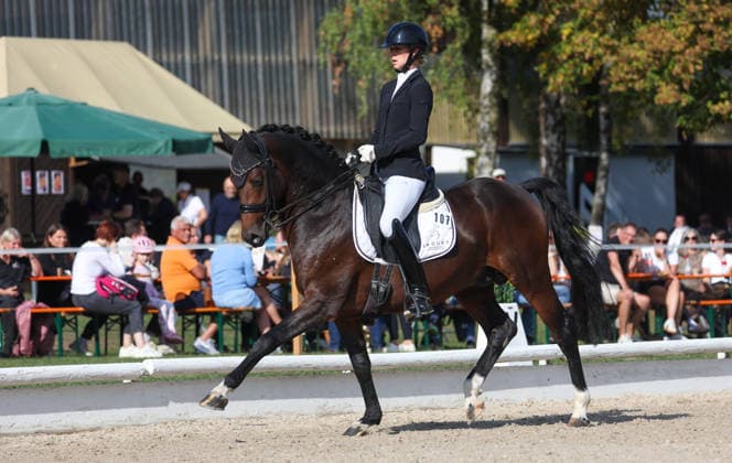 2026.10.04, Deutschland, Ludwigsburg Reiten Dressur Preis der BW - Bank, Siegerin Ann-Kathrin Lindner (RV Ilsfeld) auf Weidners Dark Knight