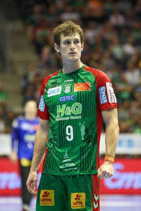 04.10.2026, xgox, Handball - Opel HBL SC Magdeburg - HC Erlangen emspor, v.l. Oskar Vind Rasmussen (Magdeburg, 9) Magdeburg