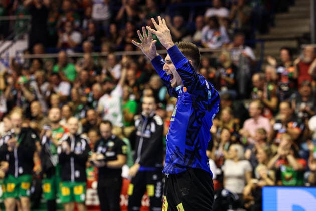 Torwart Dominik Kuzmanovic (SC Magdeburg,1) - Handball Bundesliga Saison 2026-2027 SC Magdeburg vs. HC Erlangen in der GETEC Arena in Magdeburg - Einzelbild,Aktion,Handball,Deutschland,04.10.2026