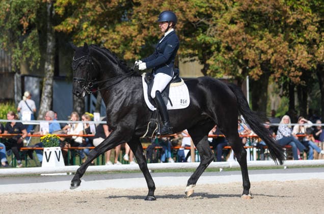 2026.10.04, Deutschland, Ludwigsburg Reiten Dressur Preis der BW - Bank, Tanja Vogel (RFV Ludwigsburg-Ossweil) auf L Amaretto, 2. Platz)