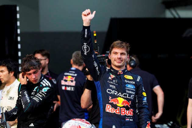 4th October 2026; Sepang IC, Kuala Lumpur, Malaysia; Formula 1, Bahrain Grand Prix, Race Day; Oracle Red Bull Racing driver Max Verstappen of Netherlands celebrates winning the race StephenxBlackberry