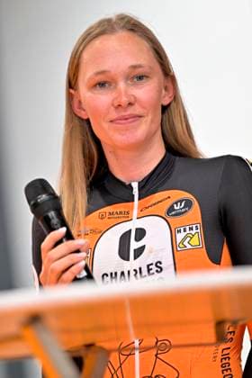 Cycling and Coffee - Lotto Intermarche - Charles Liegeois THIMISTER, BELGIUM - OCTOBER 04 : Brouwers Julie (BEL) of Lotto Intermarche Ladies during the Cycling and Coffee - Lotto Intermarche - Charles Liegeois Fan Day on October 4, 2026 in Thimister, Belgium, 04 10 2026 ( Thimister Belgium  Copyright: xSesx