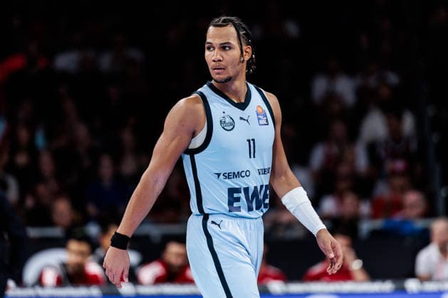 easyCredit Basketball Bundesliga: FC Bayern München - EWE Baskets Oldenburg; 04.10.2026 Nicholas Tischler (EWE Baskets Oldenburg, 11) easyCredit Basketball Bundesliga: FC Bayern München - EWE Baskets Oldenburg, München, BMW Park am 04.10.2026 Copyright: xBEAUTIFULxSPORTS Wunderlx