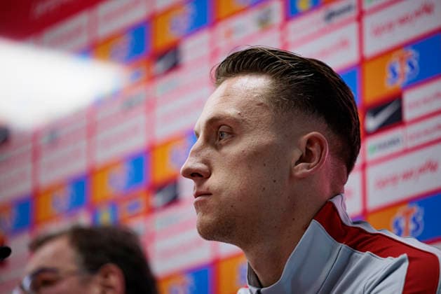 Marcin Bulka seen during Official press conference, PK, Pressekonferenz and training of Polish National football team before Nations League Division B game against Bosnia and Herzegovina (Maciej Rogowski Ball Raw Images) Zenica Ullevaal Stadion Bosnia and Herzegovina Copyright: xMaciejxRogowskix maciejrogowski_04102026conference-4