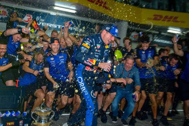 October 4, 2026, Kuala Lumpur, Malaysia: Max Verstappen (NLD) (Oracle Red Bull Racing) celebrates after the win of the race of the Formula 1 Bahrain Grand Prix In Malaysia 2026 at the Sepang International Circuit. F1 2026: (Celebrations) Bahrain Grand Prix In Malaysia, Kuala Lumpur 04 Oct 2026  - ZUMAs197 20261004_aaa_s197_048 Copyright: xLucaxMartinix