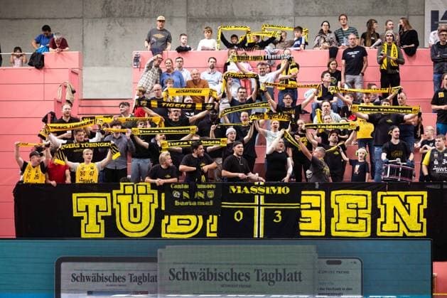 Tigers Tuebingen - Nuernberg Falcons, Herren, 2. Bundesliga, Barmer 2. Basketball Bundesliga, pro A, 3. Spieltag, Spielzeit 2026 2027, 04.10.2026 Tuebinger Fanblock