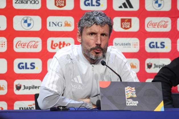 Belgium s head coach Mark van Bommel pictured during a press conference, PK, Pressekonferenz session of the Red Devils, the Belgian national soccer team, in Paris, Sunday 4 October 2026. The team is preparing for their game against France on Monday, their fourth game in the UEFA Nations League competition. BRUNOxFAHY  x188717492x
