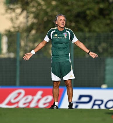 Ahead of Italy v Turkiye - UEFA Nations League BOLOGNA, ITALY - OCTOBER 04: Head coach of Italy Roberto Mancini in action during a training session ahead of the UEFA Nations League A Group 1 match between Italy and Turkiye at the Bologna FC Technical Centre near Bologna, Italy on October 4, 2026. Mustafa Yalcin Anadolu Bologna Italy. Editorial use only. Please get in touch for any other usage.  Copyright: x2026xAnadoluxMustafaxYalcinx