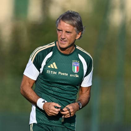Ahead of Italy v Turkiye - UEFA Nations League BOLOGNA, ITALY - OCTOBER 04: Head coach of Italy Roberto Mancini in action during a training session ahead of the UEFA Nations League A Group 1 match between Italy and Turkiye at the Bologna FC Technical Centre near Bologna, Italy on October 4, 2026. Mustafa Yalcin Anadolu Bologna Italy. Editorial use only. Please get in touch for any other usage.  Copyright: x2026xAnadoluxMustafaxYalcinx