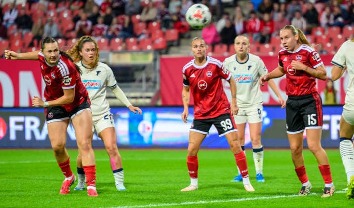 04.10.2026 - Fussball - Saison 2026 2027 - 1. Google Pixel Frauen Bundesliga - 06. Spieltag: 1. FC Nürnberg FCN ( Club Clubfrauen ) - TSG 1899 Hoffenheim - Sportfoto Zink - xwoxzix - Leia Varley (2, 1. FC Nürnberg FCN ) Chance Torchance