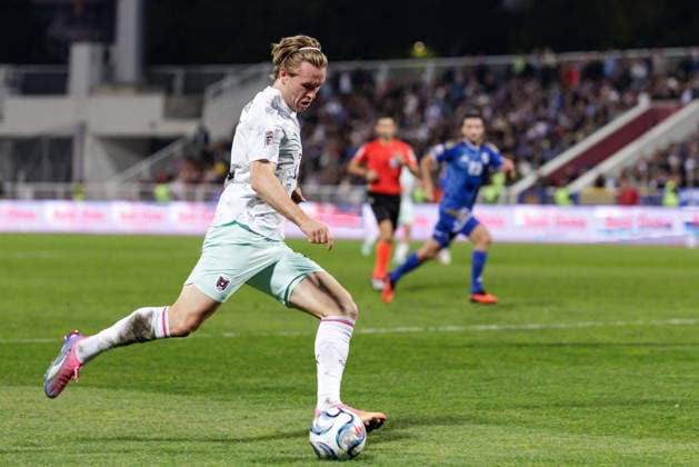 SOCCER - NL, KOS vs AUT PRISTINA,KOSOVO,04.OCT.26 - SOCCER - UEFA Nations League, OEFB international match, Länderspiel, Nationalmannschaft Kosovo vs Austria. Image shows Patrick Wimmer (AUT).  GEPAxpictures xArminxRauthner