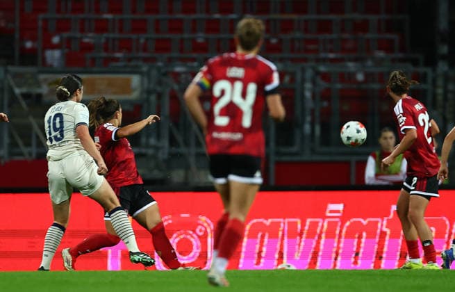 Football Women german Bundesliga 2026 - 2027 1.FC Nurnberg-TSG Hoffenheim Folmli Svenja of Hoffenheim scores goal during the Women German Bundesliga 2026 - 2027 football match between 1.FC Nurnberg and TSG Hoffenheim at Max Morlock Stadium in Nuremberg , Bayern , Germany . October 04th , 2026 Photo by Davide Elias Copyright: xDavidexEliasx