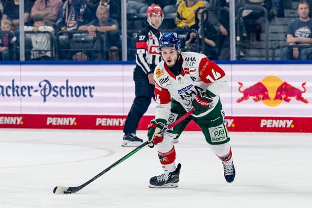 Donald D.J. Busdeker (Augsburger Panther, 14) GER, EHC Red Bull Muenchen vs. Augsburger Panther, DEL, Saison 2026 2027, 6. Spieltag, 04.10.2026. Foto: HMB Media Heike Feiner Copyright: HMBxMedia HeikexFeiner