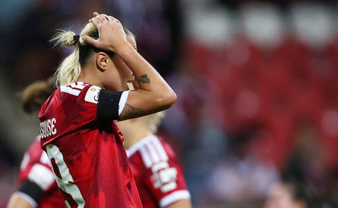 Football Women german Bundesliga 2026 - 2027 1.FC Nurnberg-TSG Hoffenheim Lapassouse Louna of FCN reacts during the Women German Bundesliga 2026 - 2027 football match between 1.FC Nurnberg and TSG Hoffenheim at Max Morlock Stadium in Nuremberg , Bayern , Germany . October 04th , 2026 Photo by Davide Elias Copyright: xDavidexEliasx