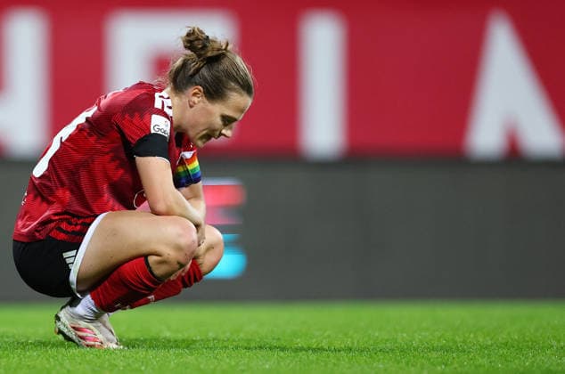 Football Women german Bundesliga 2026 - 2027 1.FC Nurnberg-TSG Hoffenheim Lein Nastassja of FCN reacts at the end of the Women German Bundesliga 2026 - 2027 football match between 1.FC Nurnberg and TSG Hoffenheim at Max Morlock Stadium in Nuremberg , Bayern , Germany . October 04th , 2026 Photo by Davide Elias Copyright: xDavidexEliasx