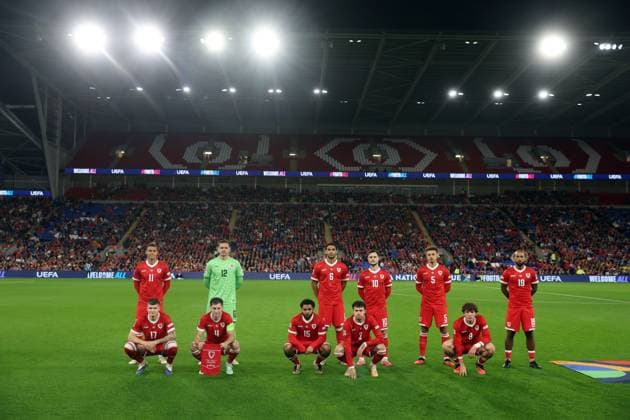 The Wales starting XI team photo Wales v Denmark, UEFA Nations League, Football, Cardiff City Stadium, Cardiff, UK - 04 Oct 2026Cardiff Cardiff City Stadium United Kingdom  Copyright: xKieranxMcManus Shutterstockx 17185536g
