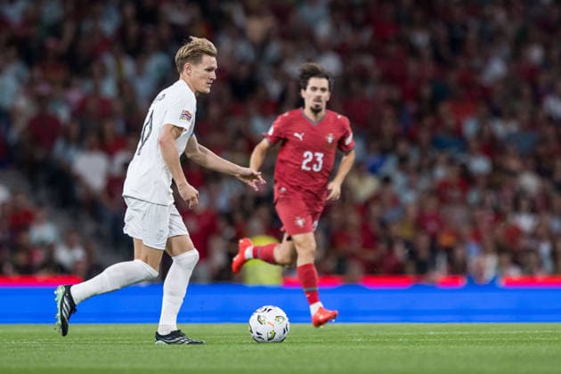261004 Martin odegaard of Norway during the Nations League football match between Portugal and Norway on October 4, 2026 in Porto. Photo: Vegard Grott BILDBYRAN kod VG VG1020 bbeng fotboll football soccer fotball nations league landskamp norge norway portugalbbeng fotboll football soccer fotball nations league landskamp norge norway portugal Copyright: VEGARDxGRoTT BB261004VG039