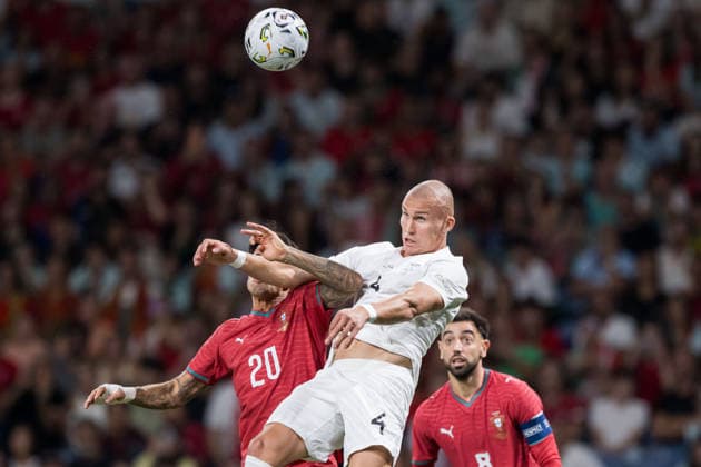 261004 Leo ostigard of Norway during the Nations League football match between Portugal and Norway on October 4, 2026 in Porto. Photo: Vegard Grott BILDBYRAN kod VG VG1020 bbeng fotboll football soccer fotball nations league landskamp norge norway portugalbbeng fotboll football soccer fotball nations league landskamp norge norway portugal Copyright: VEGARDxGRoTT BB261004VG041