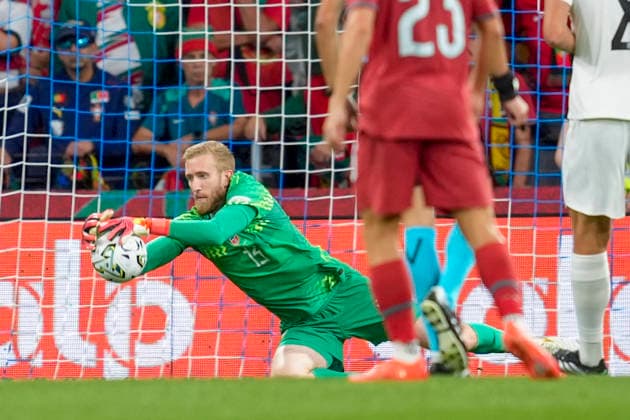 Soccer, Nations League: Portugal vs. Norway, Nations League Porto, Portugal 20261004 Norway s Egil Selvik during the international soccer match between Portugal and Norway in the Nations League at Estadio do Dragao. Photo: Lise Aserud, NTB, Porto, Portugal. EDITORIAL USE ONLY. RESTRICTED USE FOR BETTING COMPANIES.  Copyright: xLisexAserudxx xNTBx
