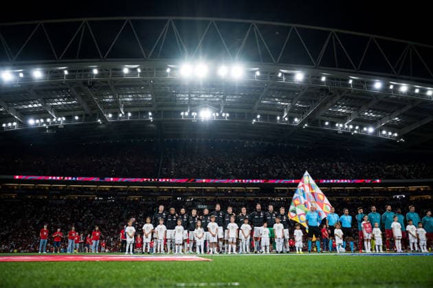 261004 Players of Norway and Portugal during line-up ahead of the Nations League football match between Portugal and Norway on October 4, 2026 in Porto. Photo: Vegard Grott BILDBYRAN kod VG VG1020 bbeng fotboll football soccer fotball nations league landskamp norge norway portugalbbeng fotboll football soccer fotball nations league landskamp norge norway portugal Copyright: VEGARDxGRoTT BB261004VG057