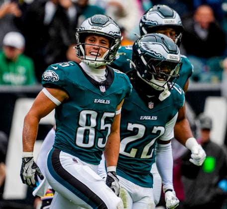 NFL, American Football Herren, USA 2026: Rams Vs Eagles OCT 04 October 4, 2026, Philadelphia, Pa, USA: Oct 4, 2026; Philadelphia, PA, USA; Philadelphia Eagles wide receiver Britain Covey (85) celebrates after a long punt return at Lincoln Financial Field. Mandatory Credit: Scott Serio-Cal Media(Credit Image: Â Scott Serio Cal Sport Media) Philadelphia Pa USA EDITORIAL USE ONLY Copyright: xx ZUMA-20261004_faf_cs17_168.jpg ScottxSeriox csmphotothree531049