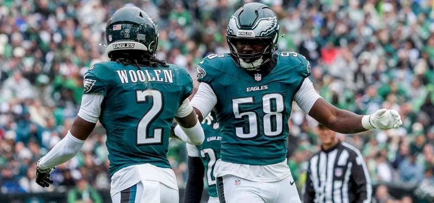 October 4, 2026, Philadelphia, Pa, USA: Oct 4, 2026; Philadelphia, PA, USA; Philadelphia Eagles linebacker Jalyx Hunt (58) celebrates after breaking up a pass at Lincoln Financial Field. Mandatory Credit: -Cal Media Philadelphia USA - ZUMAcs17 20261004_faf_cs17_170 Copyright: xScottxSeriox