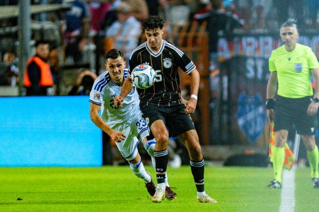 Nations League, Gruppe A, 4. Spieltag, Griechenland vs. Deutschland im Toumba Stadion in Thessaloniki Aleksandar Pavlovic (Deutschland) Christos Mouzakitis Vangelis Pavlidis Copyright: xBahhoxKarax