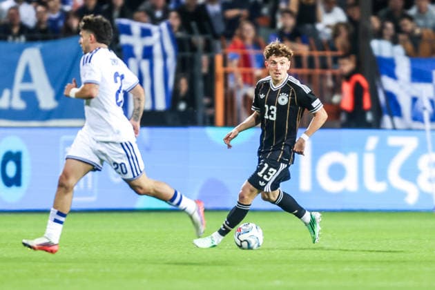 Fussball, UEFA Nations League Saison 2026 2027 Gruppe A2 - 4.Spieltag Griechenland - Deutschland 04.10.2026, Toumba Stadium Thessaloniki Philipp Treu (Deutschland, 13) Thessaloniki Toumba Stadium Griechenland