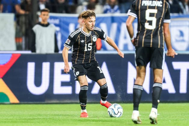 Fussball, UEFA Nations League Saison 2026 2027 Gruppe A2 - 4.Spieltag Griechenland - Deutschland 04.10.2026, Toumba Stadium Thessaloniki Lennart Karl (Deutschland, 15) Thessaloniki Toumba Stadium Griechenland