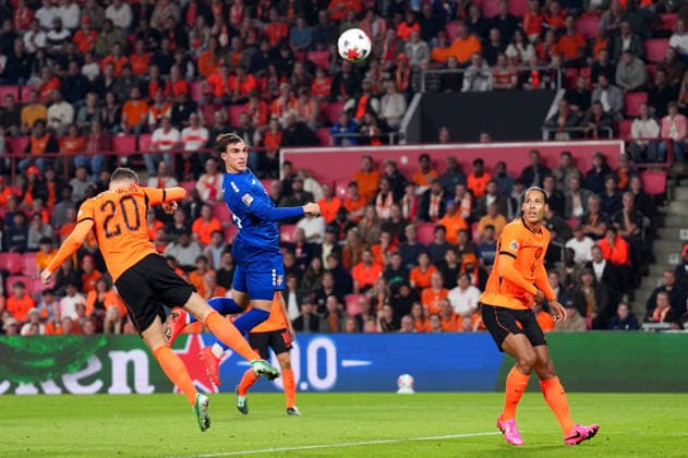 UEFA Nations League: The Netherlands v Serbia Eindhoven - Mihajlo Cvetkovic of Serbia heads in his team s first goal (1-1) during the league phase matchday 4 competition round of the 2026 2027 UEFA Nations League season. The match is set between The Netherlands and Serbia at Philips Stadion on 4 October 2026 in Eindhoven, Netherlands. (Hero Images Yannick Verhoeven) Copyright: xYannickxVerhoevenx