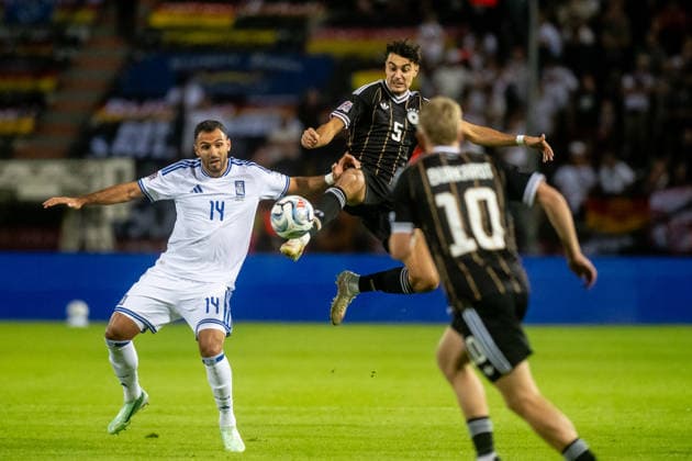 Vangelis Pavlidis Aleksandar Pavlovic seen during UEFA Nations League Division A game between National Teams of Greece and Germany (Jacek Prondzynski Ball Raw Images) Thessaloniki Greece, Thessaloniki Greece Copyright: xJacekxProndzynskix jacekprondzynski_greecegermany_2627_050