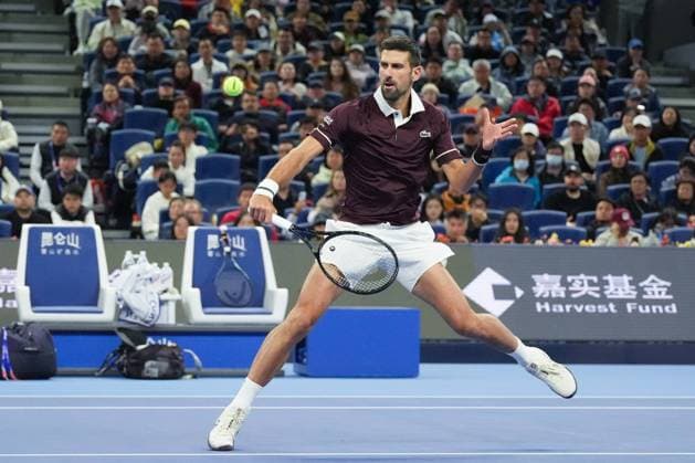 (261004) -- BEIJING, Oct. 4, 2026 -- Novak Djokovic competes during the men s singles quarterfinal match between Alexander Zverev of Germany and Novak Djokovic of Serbia at 2026 China Open tennis tournament in Beijing, China, Oct. 4, 2026. ) (SP)CHINA-BEIJING-TENNIS-CHINA OPEN-MEN S SINGLES(CN) JuxHuanzong 