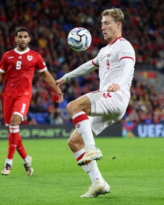 Wales v Denmark UEFA Nations League Rasmus Hojlund of Denmark controls the ball during the UEFA Nations League match at the Cardiff City Stadium, Cardiff 04 10 2026 UK Newspapers OUT Copyright: xKaraxThomasx FIL-24028-0034