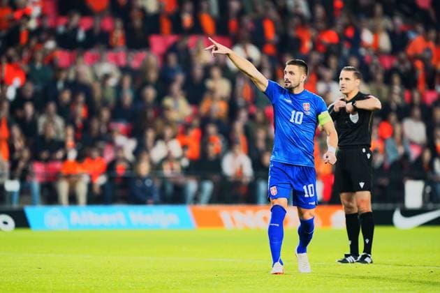 2026-10-04 UEFA Nations League: Netherlands v Serbia EINDHOVEN, NETHERLANDS - OCTOBER 4: Dusan Tadic of NEC Nijmegen during the UEFA Nations League match between Netherlands and Serbia at Philips Stadion on October 4, 2026 in Eindhoven, Netherlands. Eindhoven Philips Stadion Netherlands Content not available for redistribution in The Netherlands directly or indirectly through any third parties. Copyright: xAndrexWeeningx