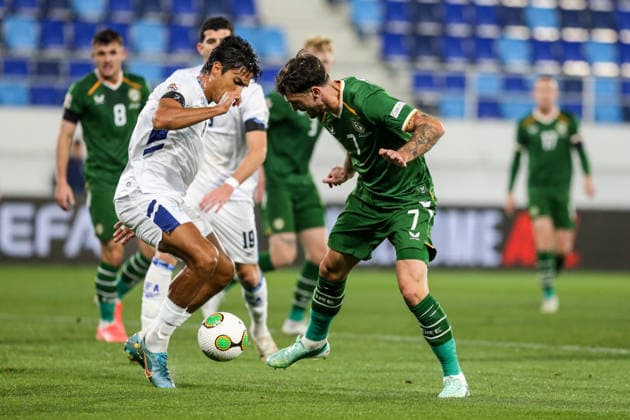 Ireland v Israel - UEFA Nations League BAKA TOPOLA, SERBIA - OCTOBER 04: Players compete during the UEFA Nations League B match between the Republic of Ireland and Israel at TSC Arena in Baka Topola, Serbia, on October 04, 2026. Filip Stevanovic Anadolu Baka Topola Serbia. Editorial use only. Please get in touch for any other usage.  Copyright: x2026xAnadoluxFilipxStevanovicx