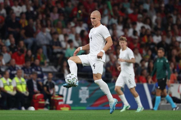Porto, Portugal - October 04: Leo Oestigard (Norway) in action, with the ball during the UEFA Nations League 2026 27 League Phase Matchday 4 match between Portugal and Norway at Estadio do Dragao in Porto, Portugal Copyright: HMBxMedia JoaquimxFerreira