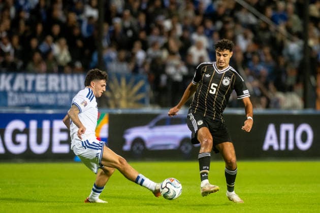 Christos Zafeiris Aleksandar Pavlovic seen during UEFA Nations League Division A game between National Teams of Greece and Germany (Jacek Prondzynski Ball Raw Images) Thessaloniki Greece, Thessaloniki Greece Copyright: xJacekxProndzynskix jacekprondzynski_greecegermany_2627_058