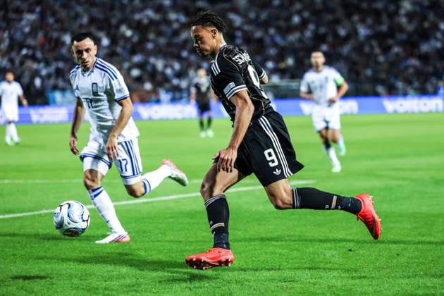 Fussball, UEFA Nations League Saison 2026 2027 Gruppe A2 - 4.Spieltag Griechenland - Deutschland 04.10.2026, Toumba Stadium Thessaloniki Derry Scherhant (Deutschland, 9) Thessaloniki Toumba Stadium Griechenland