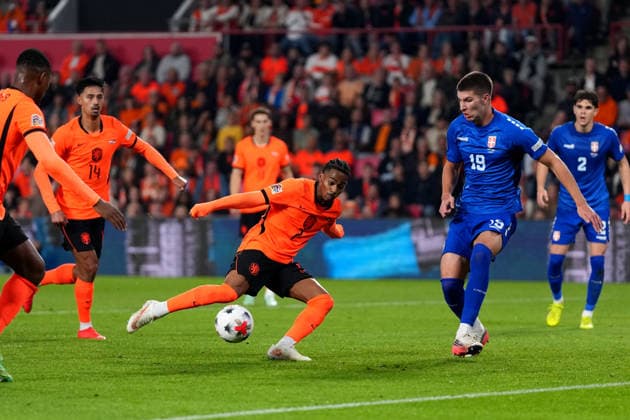 UEFA Nations League: The Netherlands v Serbia Eindhoven - Crysencio Summerville of The Netherlands shoots during the league phase matchday 4 competition round of the 2026 2027 UEFA Nations League season. The match is set between The Netherlands and Serbia at Philips Stadion on 4 October 2026 in Eindhoven, Netherlands. (Hero Images Yannick Verhoeven) Copyright: xYannickxVerhoevenx
