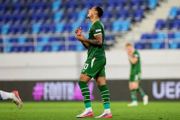 UEFA Nations League Group Stage, TSC Arena, BaÄka Topola, Serbia 4 10 2026 Republic of Ireland vs Israel Ireland s Adam Idah reacts after his shot towards goal goes wide Adam Idah reacts after his shot towards goal goes wide 4 10 2026  Copyright: xx RB1_2857