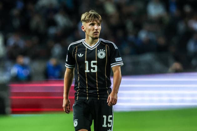 Fussball, UEFA Nations League Saison 2026 2027 Gruppe A2 - 4.Spieltag Griechenland - Deutschland 04.10.2026, Toumba Stadium Thessaloniki Lennart Karl (Deutschland, 15) Thessaloniki Toumba Stadium Griechenland